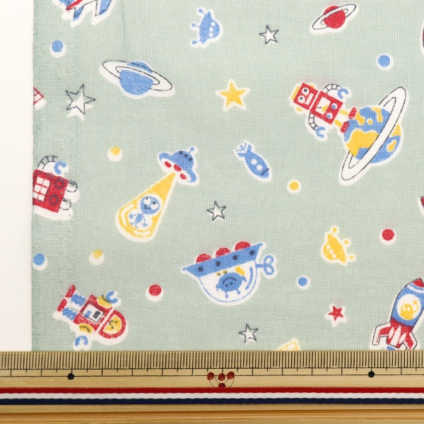 [From quantity 5] Fabric 『Scare Print Space Robot Gray AP4680-4D]