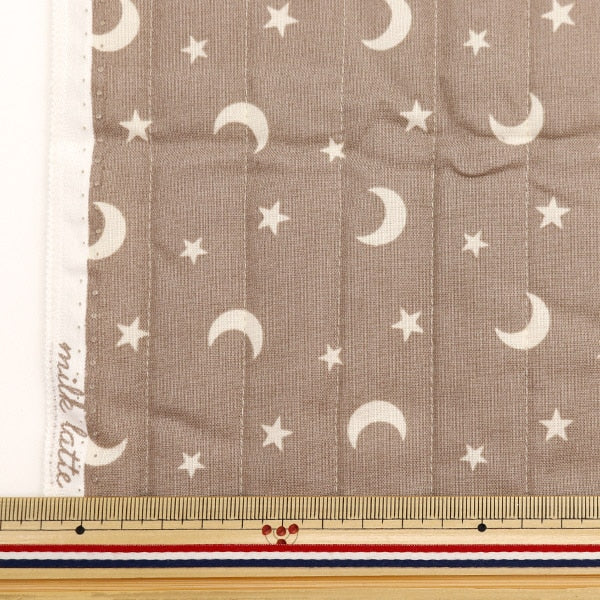Fabric 『SheetingQuilt Cut Cloth Approximately 101cm x 50cm Milk Latte Moon Star Mocha MLJS50-10A]