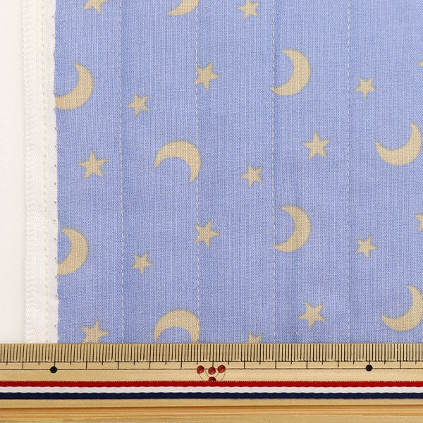 Fabric 『SheetingQuilt Cut Cloth Approximately 101cm x 50cm Milk Latte Moon Star Blue MLJS50-10B]