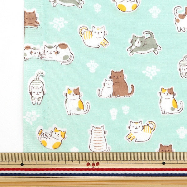 [From quantity 5] Fabric 『Scare Print Cat Blue AP4680-1D]