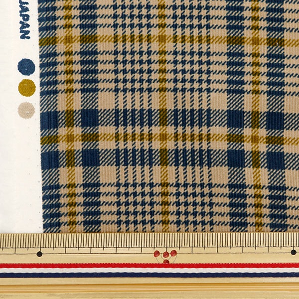 [From quantity 5] Fabric "Shirt Call Ten Print Check Pattern Navy x Mustard AP35403-2C"