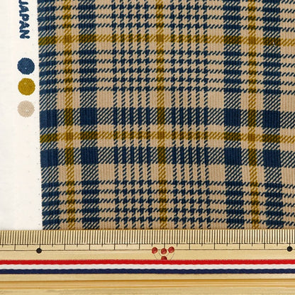 [From quantity 5] Fabric "Shirt Call Ten Print Check Pattern Navy x Mustard AP35403-2C"