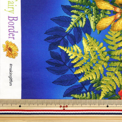 [From quantity 5] Fabric "USA Cotton Flower Fairies Border Pattern DDC1527-Blueb"