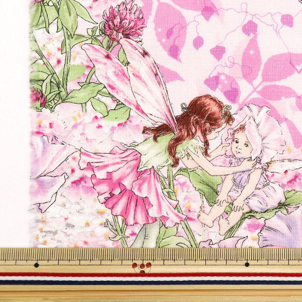 [From quantity 5] Fabric "USA Cotton Flower Fairies Flowers and Fairy Pattern DC5057-PINK"