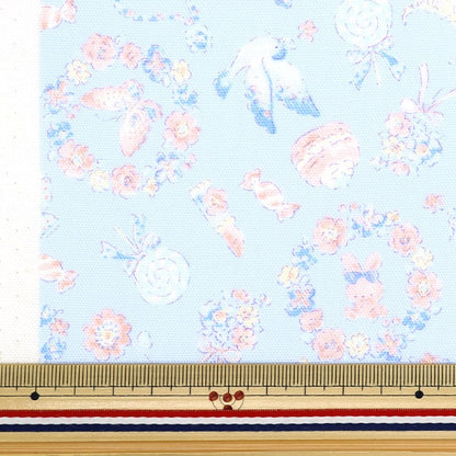 [From quantity 5] Fabric 『Oxford Colorful canvas jewelry box pattern light blue Cocan-Jew-LBL] KOKKA