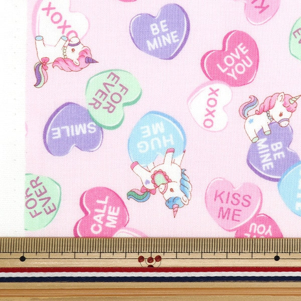 [From quantity 5] Fabric 『Scare Print Vanilla Pop Heart Pink SQ41402-2B]