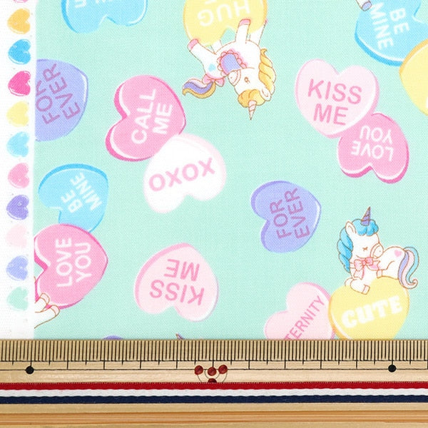 [From quantity 5] Fabric 『Scare Print Vanilla Pop Heart Mint SQ41402-2D]