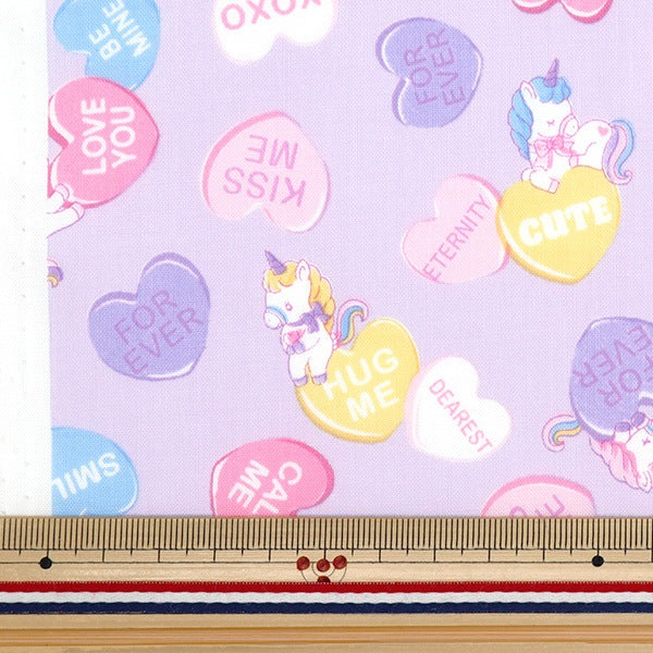 [From quantity 5] Fabric 『Scare Print Vanilla Pop Heart Lavender SQ41402-2E]