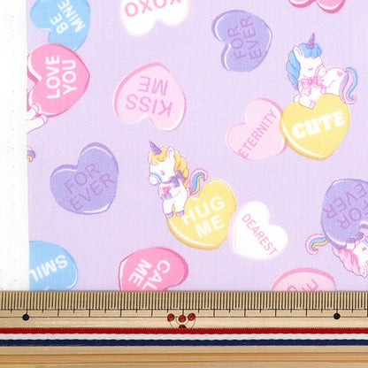[From quantity 5] Fabric 『Scare Print Vanilla Pop Heart Lavender SQ41402-2E]
