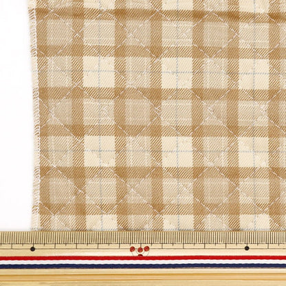 Fabric "Twill basic check quiltCut Cloth Approximately 105 x 50cm beige CQ88320-1-17]