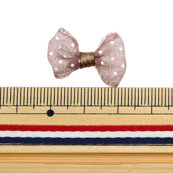 Handicraft parts "MiniRibbonParts tulle dull pink x white dot YRP-5] Terai