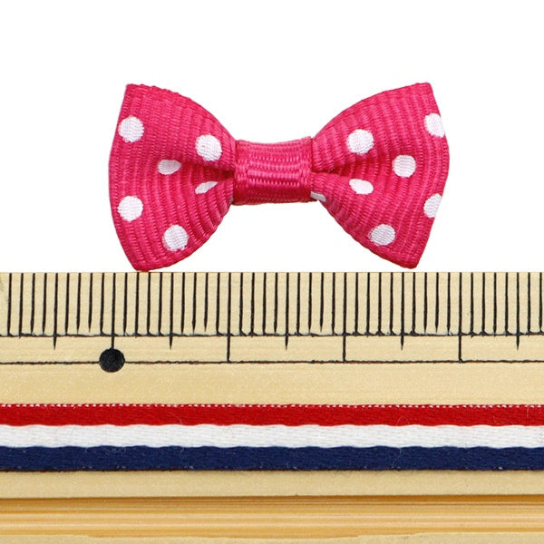 Handicraft parts "MiniRibbonPart Gloglan Dark Pink x White Dot YRP-8] Terai