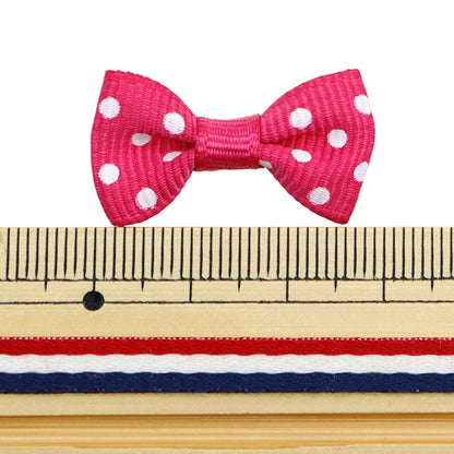 Handicraft parts "MiniRibbonPart Gloglan Dark Pink x White Dot YRP-8] Terai