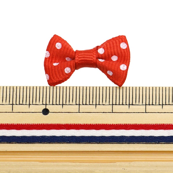 Handicraft parts "MiniRibbonParts gloglan red x white dot YRP-10] Terai