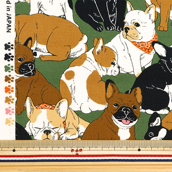 [來自數量5] 織物 『牛津布 法國鬥牛犬卡其色OX35406-1C]