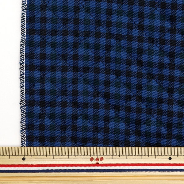 Fabric "Twill quilt basic gingham Cut Cloth Approximately 105 x 50cm Blue x Black CQ88320-4-2 "
