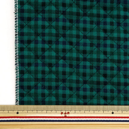 Fabric "Twill quilt basic gingham Cut Cloth Approximately 105 x 50cm Green x Black CQ88320-4-3]