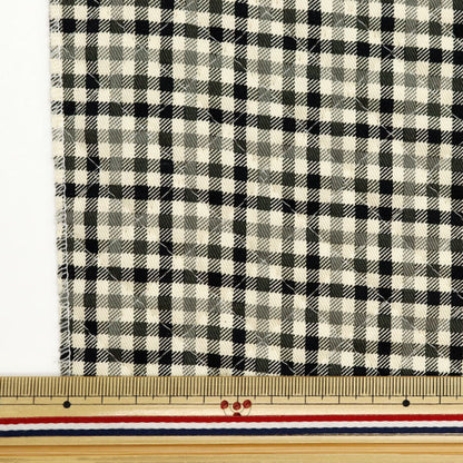 Fabric "Twill quilt basic gingham Cut Cloth Approximately 105 x 50cm Black x Off White CQ88320-4-6]