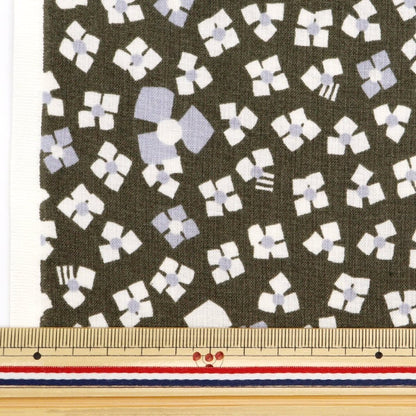 [From quantity 5] Fabric 『Sheeting3 soft-processed palette 3 flower khaki 144-8049-C3]