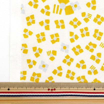 [From quantity 5] Fabric 『SheetingSoft-processed palette 3 flowers ivory x Yellow 144-8049-C4]