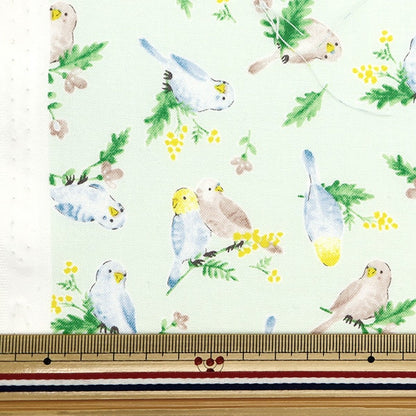 [From quantity 5] Fabric 『Sheeting Colorful canvas watercolor parakeet pattern light mint COCAN-BIR-LMI] KOKKA