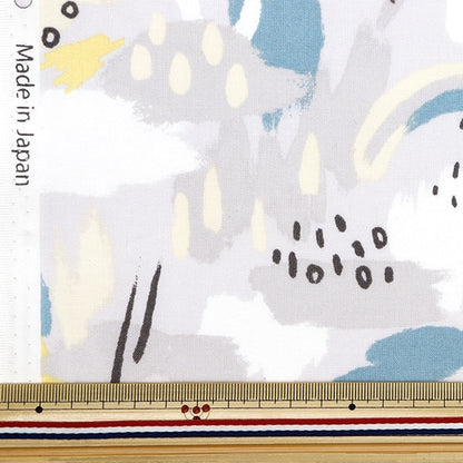 [From quantity 5] Fabric 『Sheeting Colorful Canvas Weather Weather Ikusaku Pattern Light Gray COCAN-WEA-LGY] KOKKA