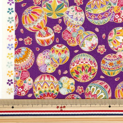 [From quantity 5] Fabric 『Scare Print Golden Japanese pattern Purple purple YU850274-2-2]