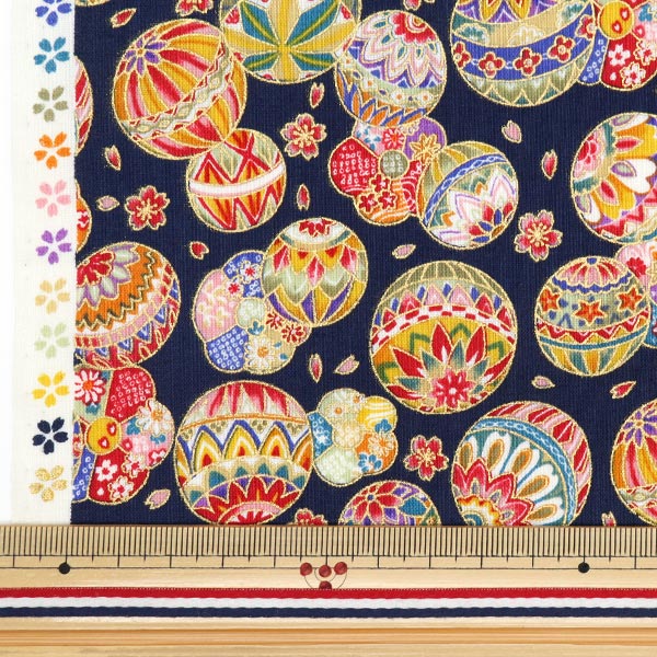 [From quantity 5] Fabric 『Scare Print Golden Japanese pattern rice ball YU850274-2-3]