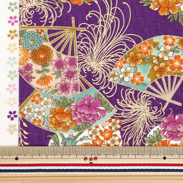 [From quantity 5] Fabric 『Scare Print Golden Japanese pattern turbulent chrysanthemum chrysanthemum purple yu850274-4-2]