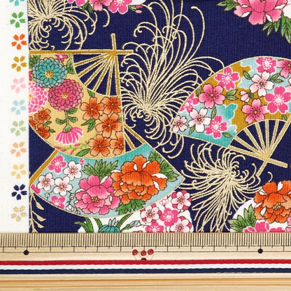 [From quantity 5] Fabric 『Scare Print Golden Japanese pattern turbulence and chrysanthemums in the chrysanthemum YU850274-4-3]