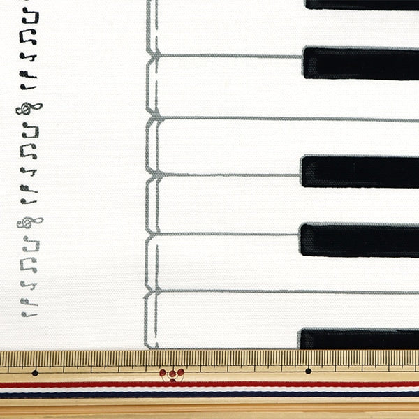 [From quantity 5] Fabric 『Oxford Keyboard pattern White AP35808-A]