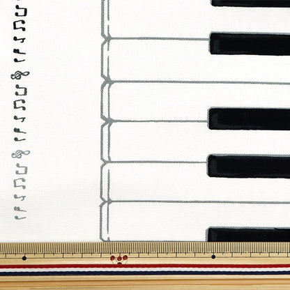 [From quantity 5] Fabric 『Oxford Keyboard pattern White AP35808-A]
