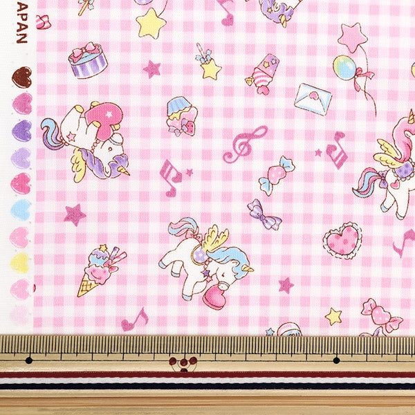 [From quantity 5] Fabric 『Scare Print Vanilla pop check Pink SQ41402-3A]