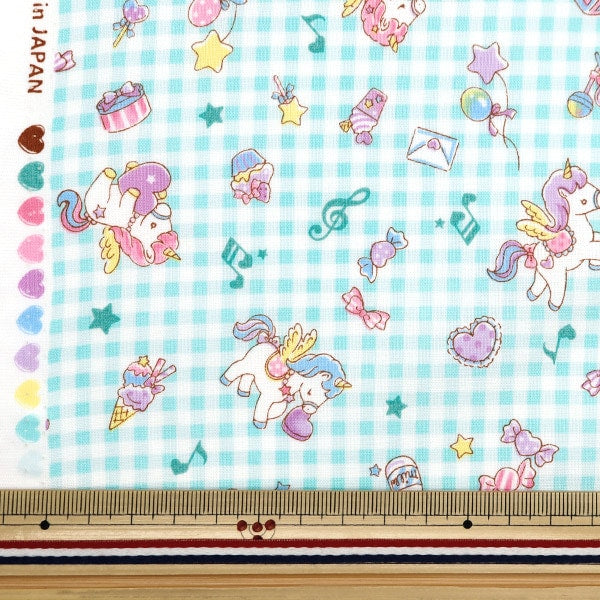 [From quantity 5] Fabric 『Scare Print Vanilla Pop Check Light Blue SQ41402-3D]