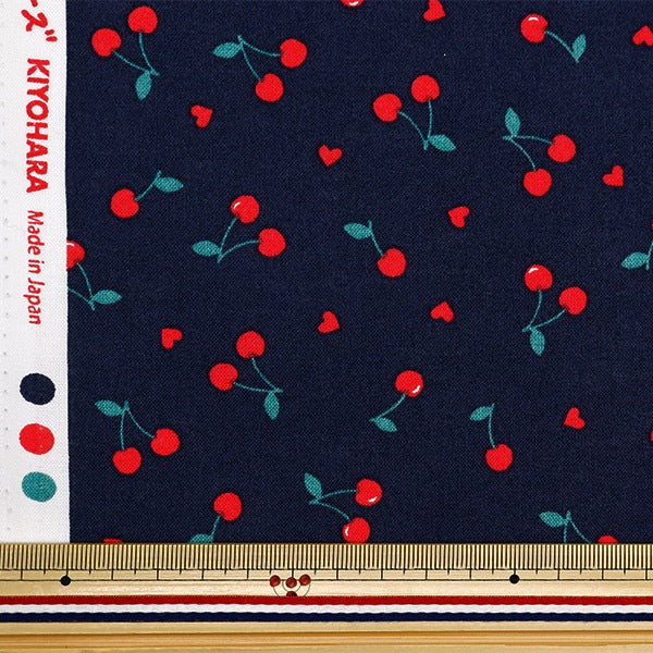 [From quantity 5] Fabric 『Sheeting Favorite Series Cherry Heart Navy MOWF-157NV]