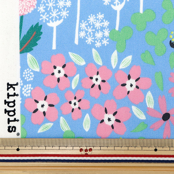 [From quantity 5] Fabric "Kippis (Kippis) OxfordLaminated wild flower sax blue KPOR-34D]