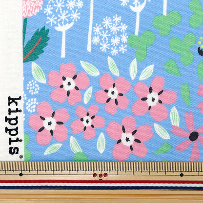[From quantity 5] Fabric "Kippis (Kippis) OxfordLaminated wild flower sax blue KPOR-34D]