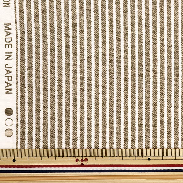 [From quantity 5] Fabric 『Oxford Denim-style Print Loggy Ash Brown 36000-512-H]