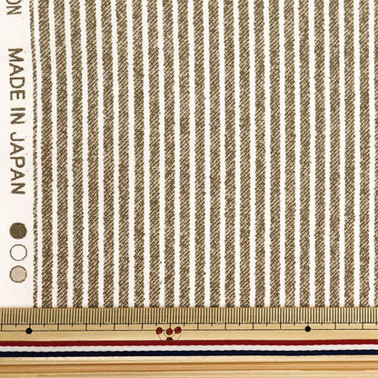 [From quantity 5] Fabric 『Oxford Denim-style Print Loggy Ash Brown 36000-512-H]