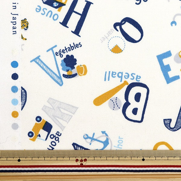 [From quantity 5] Fabric "Super water -repellent processing Oxford Alphabet Pattern White YG-69000-2A] KOKKA