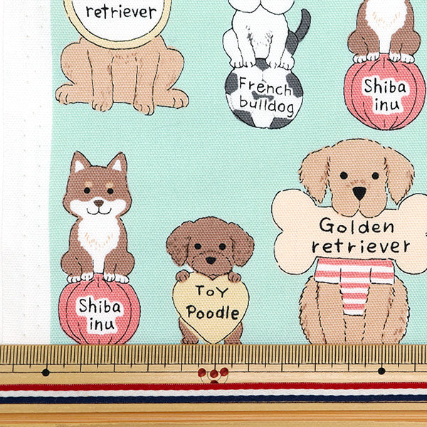 [From quantity 5] Fabric 『Oxford Colorful canvas dog panel mint cocan-dog-mi] KOKKA