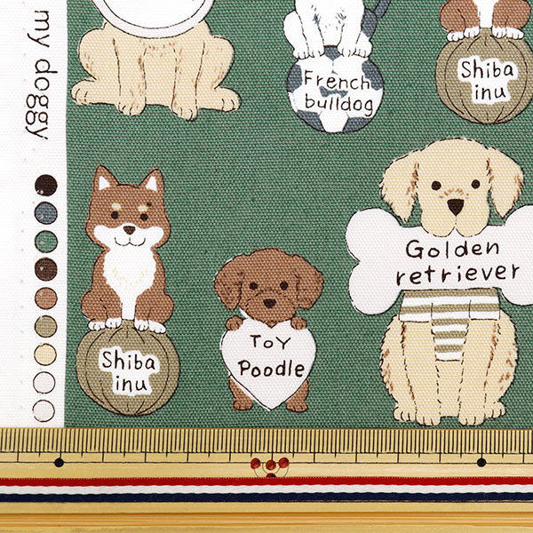 [From quantity 5] Fabric 『Oxford Colorful Canvas Dog Panel Khaki COCAN-DOG-KH] KOKKA
