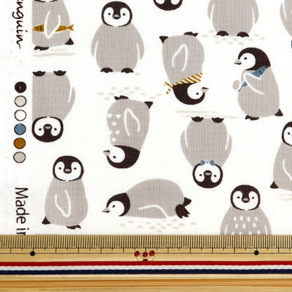 [From quantity 5] Fabric 『Sheeting Colorful Canvas Penguin White COCAN-PEN-WH] KOKKA