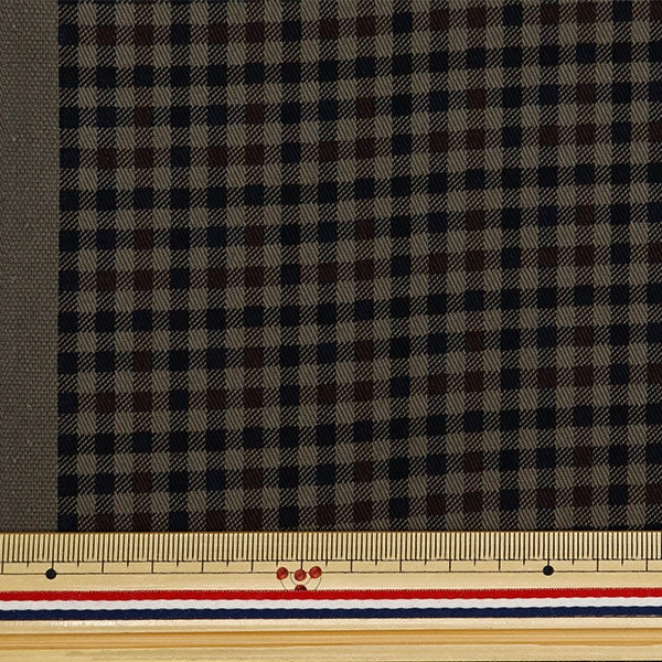 [From quantity 5] Fabric "Twill Basic Gingham Brown x Black 88320-4-4"