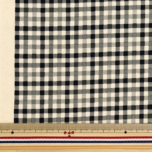 [From quantity 5] Fabric "Twill Basic Gingham Black x Off White 88320-4-6"