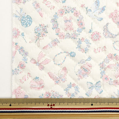 Fabric 『OxfordQuiltcarefle canvas jewelry box pattern Cut Cloth Approximately 106 x 50cm White CQ-JEW-WH " KOKKA