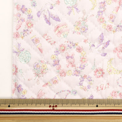 Fabric 『OxfordQuiltcarefle canvas jewelry box pattern Cut Cloth Approximately 106 x 50cm Pink CQ-JEW-PK] KOKKA