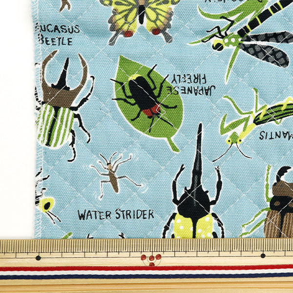Fabric 『OxfordQuiltcarefle canvas insect picture book Cut Cloth Approximately 106 x 50cm Blue Gray CQ -inc-BLG " KOKKA