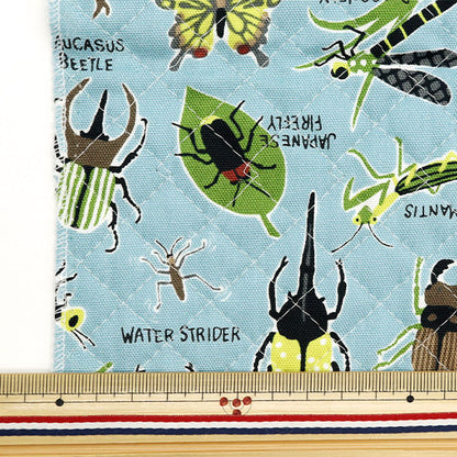 Fabric 『OxfordQuiltcarefle canvas insect picture book Cut Cloth Approximately 106 x 50cm Blue Gray CQ -inc-BLG " KOKKA