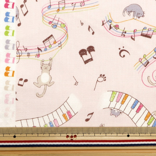[From quantity 5] Fabric 『Scare Print Print Nekopiano Pink SP2400-4C]